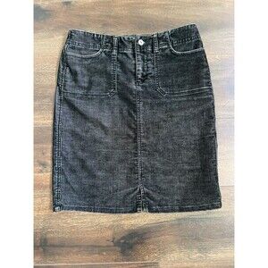 Express  Stretch Vintage Size 5/6  Distressed Black Corduroy Skirt Knee Length